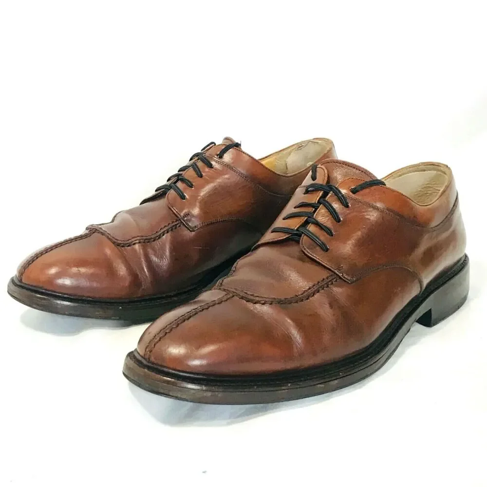 Avventura Shoes Split Toe Leather Oxford Handmade Spain 9.5 Brown Lace Academia